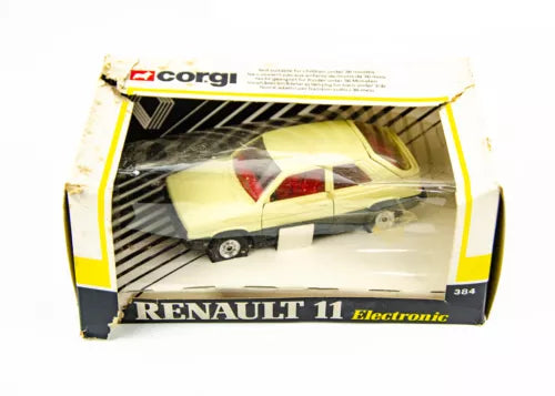 Yellow Renault 11 Electronic diecast model car in display box
