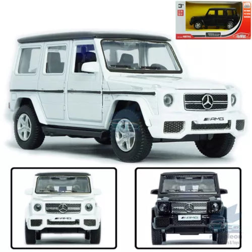 White Mercedes-style diecast SUV model car with front grille and headlights