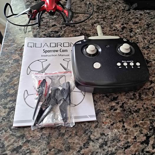 Drone controller with manual and spare parts, black