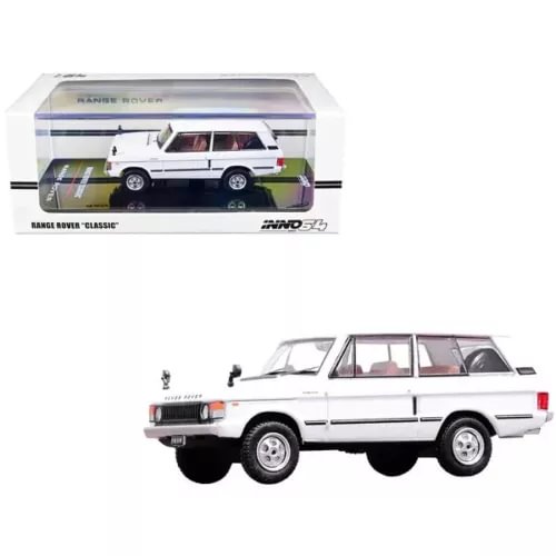White diecast Range Rover Classic model car, side view