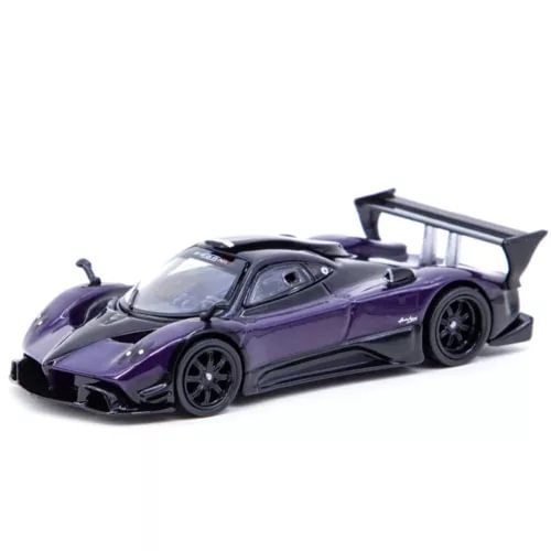 1:64 diecast model car, purple Pagani Zonda R with open door and black wheels