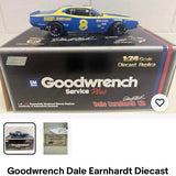 1:24 scale diecast replica box with blue No. 8 stock car