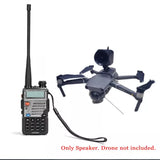 Drone wireless speaker megaphone with handheld radio controller and drone mount