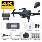Mini quadcopter drone with dual cameras, 4K display, and included accessories kit