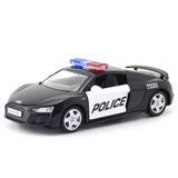 1:36 Audi R8 Police Car Model Car Diecast Toy Cars Toys for Boys Kids Gifts Toy