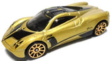 Gold and black 1:64 diecast sports car with detailed wheels and windshield
