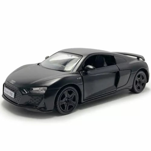 Audi R8 1/36 diecast model car, dark gray/black 2-door sports coupe, detailed wheels