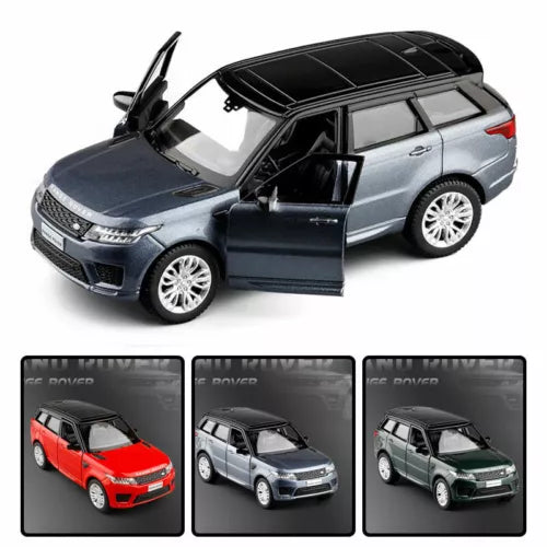 1:36 Land Rover Range Rover Sport diecast model car, light blue with open door