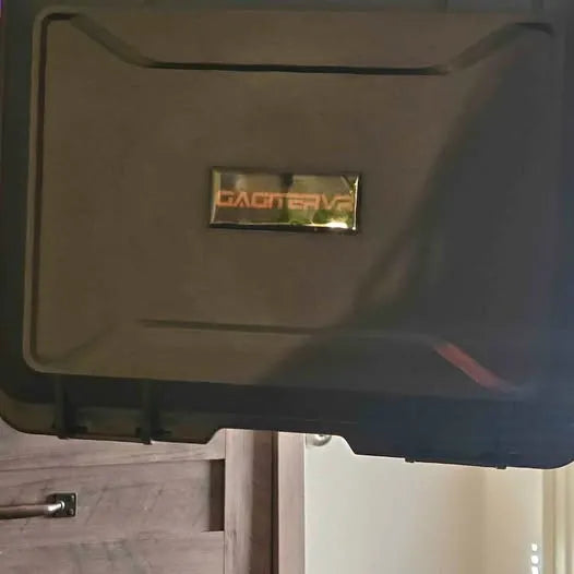 Hard drone combo case interior panel with rectangular logo label