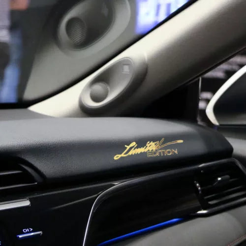 Die-cast car dashboard with Limited Edition emblem and vents