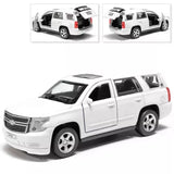 Chevrolet Tahoe Metal Model Diecast Car Scale, Collectible Toy Cars, White, 1/36 Toy