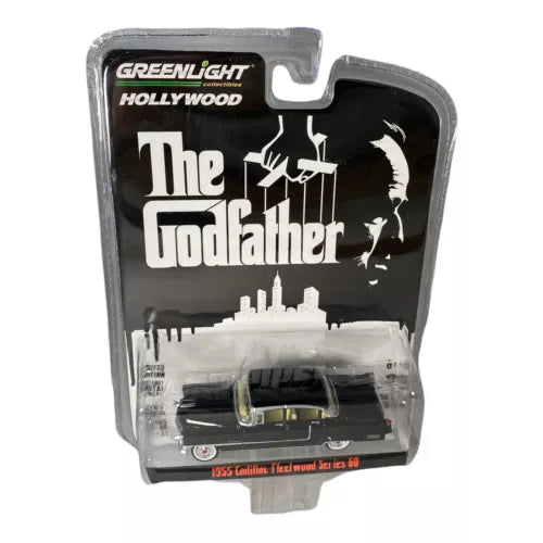 Diecast toy car in clear blister, black 1955 Cadillac Fleetwood Series 60 for The Godfather