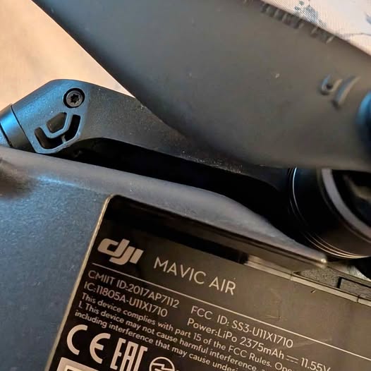 DJI Mavic Air drone body label close-up