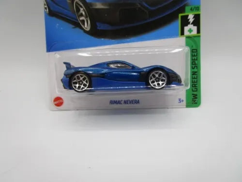 Blue diecast sports car with silver wheels