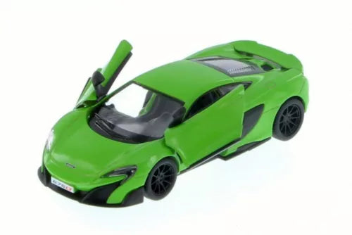 Green diecast model toy car, front 3/4 view, black wheels and windows.