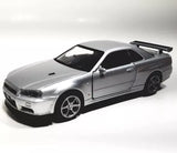 Showcast Nissan Skyline GT-R34 V Chrome Silver Hardtop 1/36 Scale Diecast Car Toy