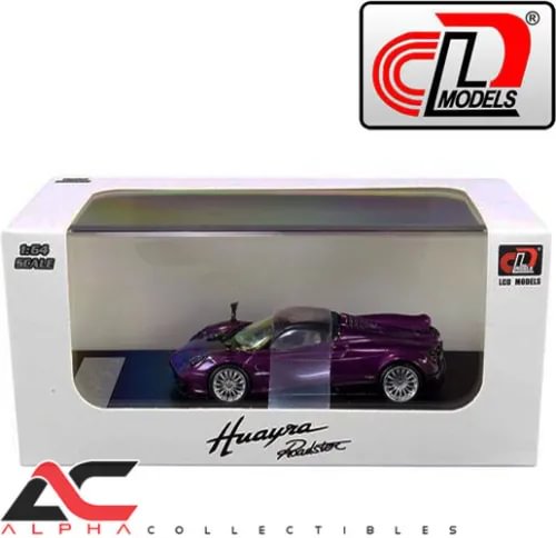 Purple 1:64 Pagani Huayra Roadster diecast car in display box