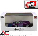 Purple 1:64 Pagani Huayra Roadster diecast car in display box
