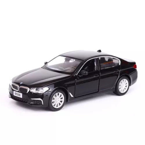Black 1:36 diecast model car with detailed front grille and silver wheels