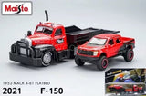 Maisto 1:64 Red 1953 Mack B61 Flatbed Trailer F150 Diecast Metal Car B Gift Parts