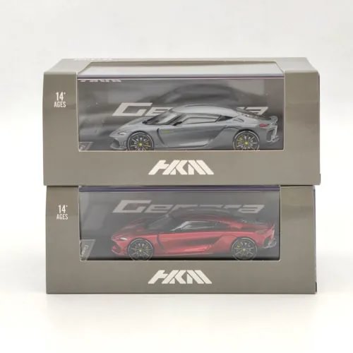 Diecast supercar model set, two boxed cases with clear windows and HKM logo