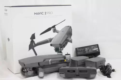 Mavic 2 Pro drone with folding propellers and front camera gimbal, shown in gray