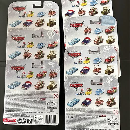 Disney Pixar Cars holiday diecast car blister pack with multiple vehicles