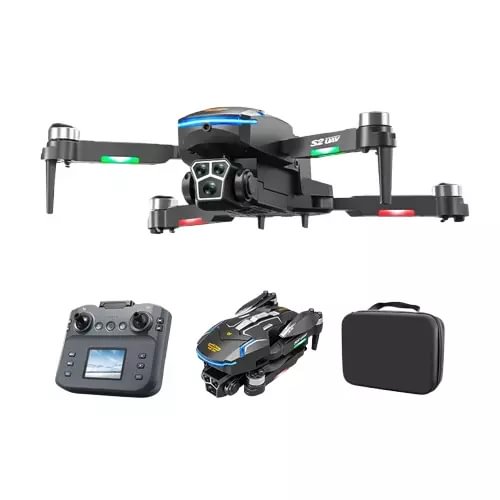 Foldable obstacle-avoidance quadcopter drone with controller, spare parts, and case