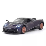 1:32 Pagani Huayra alloy racing car diecast model, dark gray with orange wheels