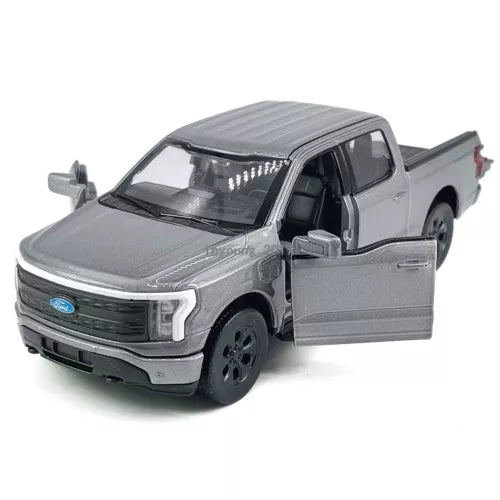 Gray 1:36 diecast pickup truck model with open driver door