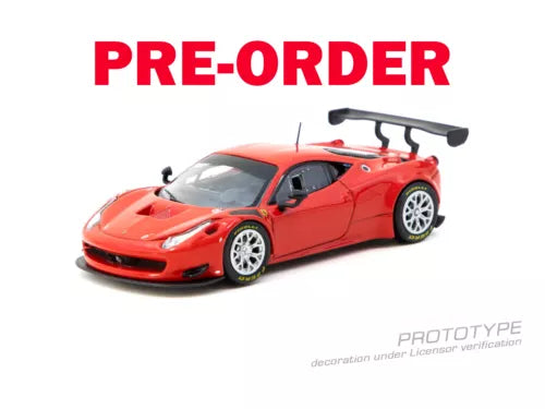 Red Ferrari 458 Italia GT3 diecast model car, front-left three-quarter view