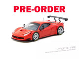 Red Ferrari 458 Italia GT3 diecast model car, front-left three-quarter view