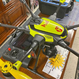 Yuneec Typhoon H drone with lime yellow and black body, quad propellers and folded arms