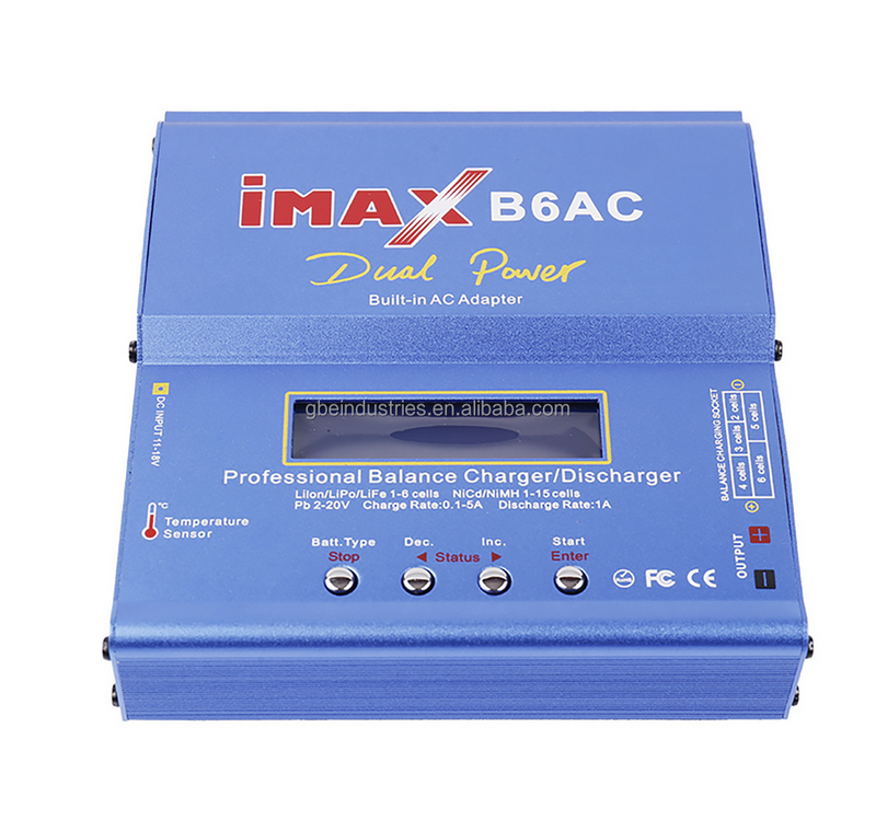 Blue smart lithium battery balance charger with display and status control buttons