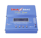 Blue smart lithium battery balance charger with display and status control buttons