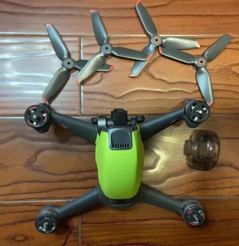 FPV drone replacement aircraft, green and dark gray with 4 propellers