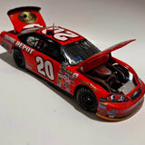 1/24 diecast NASCAR race car #20, red and black, open hood