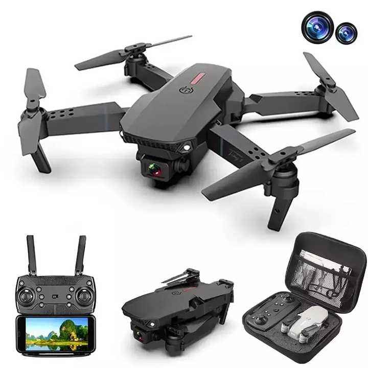Foldable quadcopter drone kit with camera, controller screen and carrying case