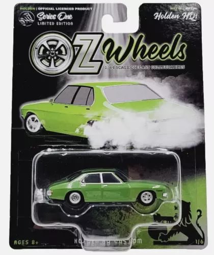 Green Holden HQ custom sedan diecast model in retail blister pack