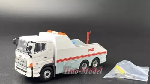 Alloy diecast model truck in white with orange and red side striping and cab details