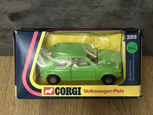 Green Volkswagen Polo MK1 1:36 diecast toy car in retail display box