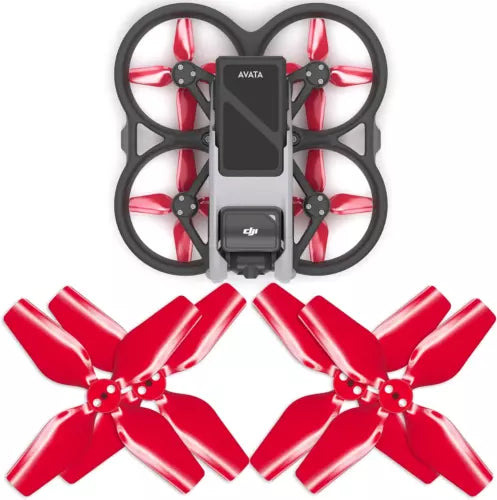 Red 4-blade drone propeller set with mounting hub, 4 pcs