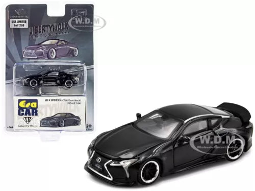 Dark black diecast model car with front grille, headlights, and sporty front bumper