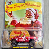 1/64 scale diecast truck in red with snowflake graphics and Coca-Cola side decal