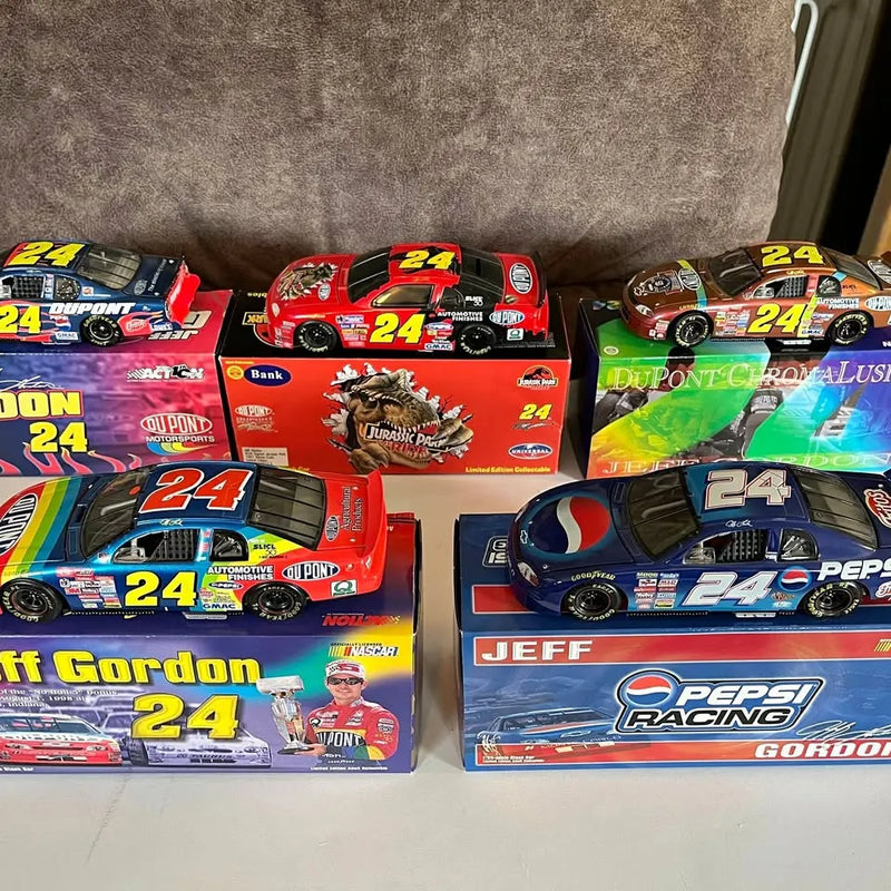 1/24 scale diecast race car box with number 24 and racing sponsor graphics