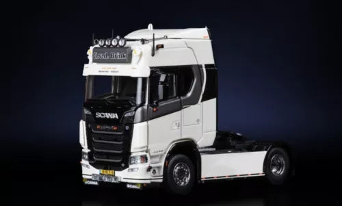 White Scania high-roof 4x2 truck diecast model with front grille and cab