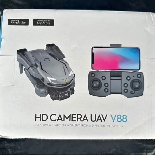 V88 quadcopter drone with HD camera and handheld controller