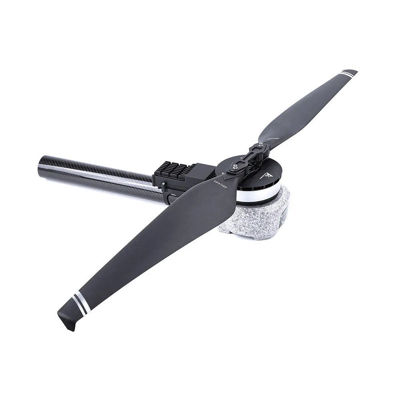 RC drone brushless DC motor with two-blade propeller and mounting bracket