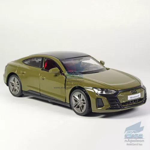 Olive green 1:36 scale diecast sports car model with detailed front grille and lights