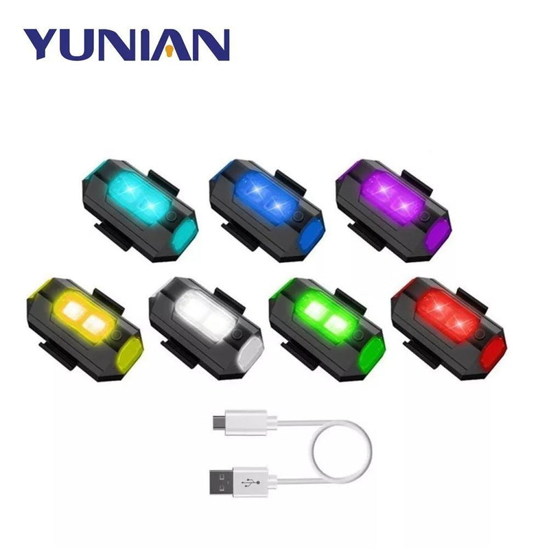 RC motor LED flash warning light set, seven colors with USB cable and connector